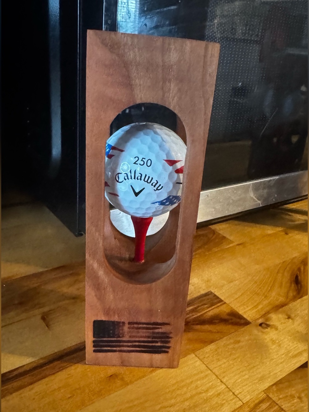 HANDMADE Callaway Limited Edition 250 America Golf Ball Encased In Cherry Wood.
